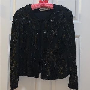 Vintage black beaded balero jacket